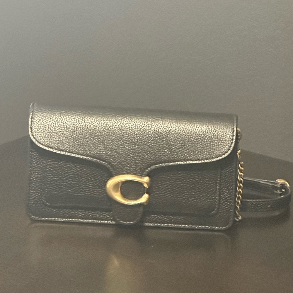 Tabby Chain Clutch Black Leather